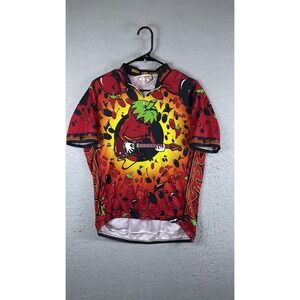 Salsa Cycles Cycling Jersey Mens Large Red Pepper Guitar Graphic 1/4 Zip USA